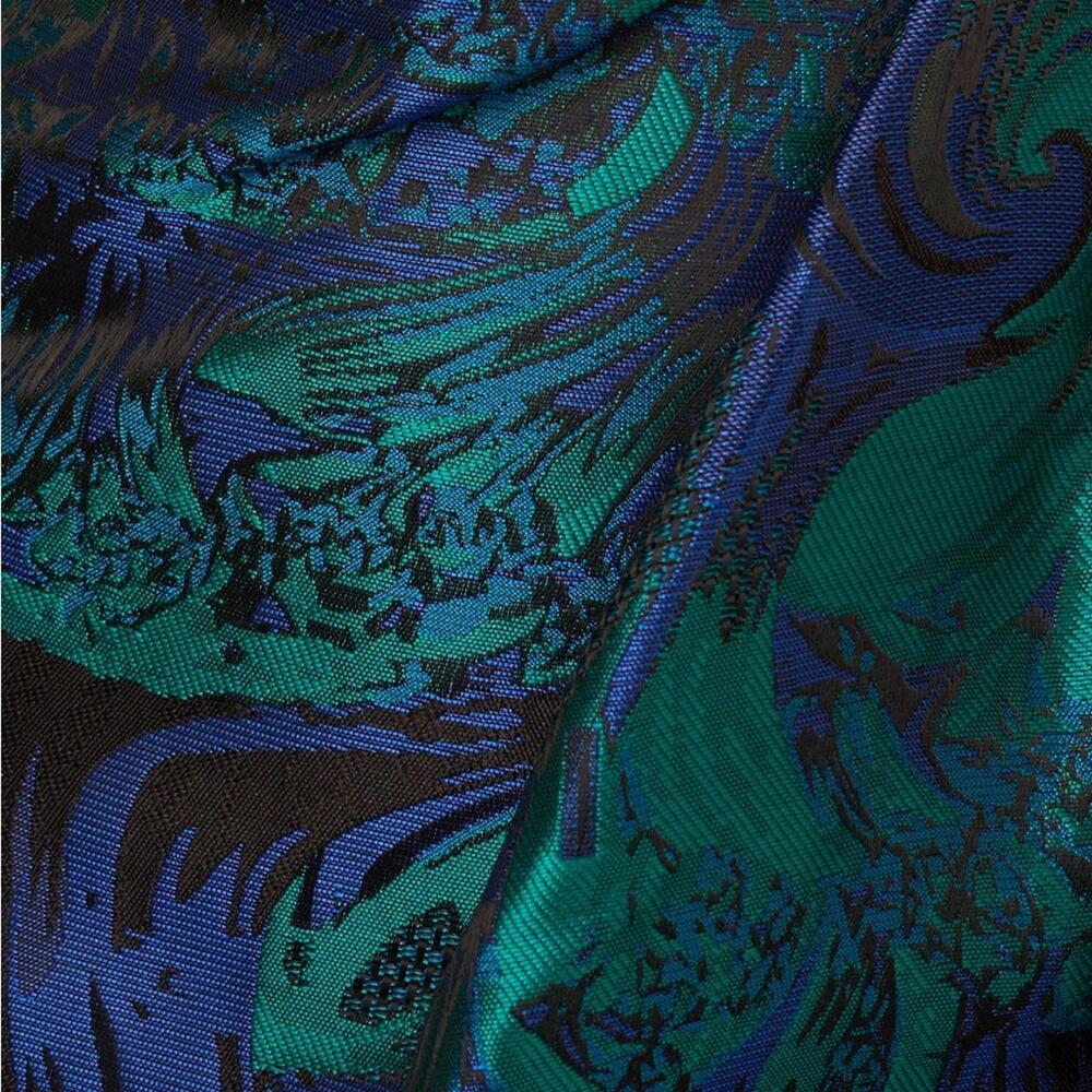 Adrianna Papell One Shoulder Jacquard Mermaid Gown Drape Detail Cobalt Green *8 - Picture 13 of 13